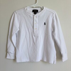 Polo by Ralph Lauren White Long-Sleeve Henley with Navy Pony